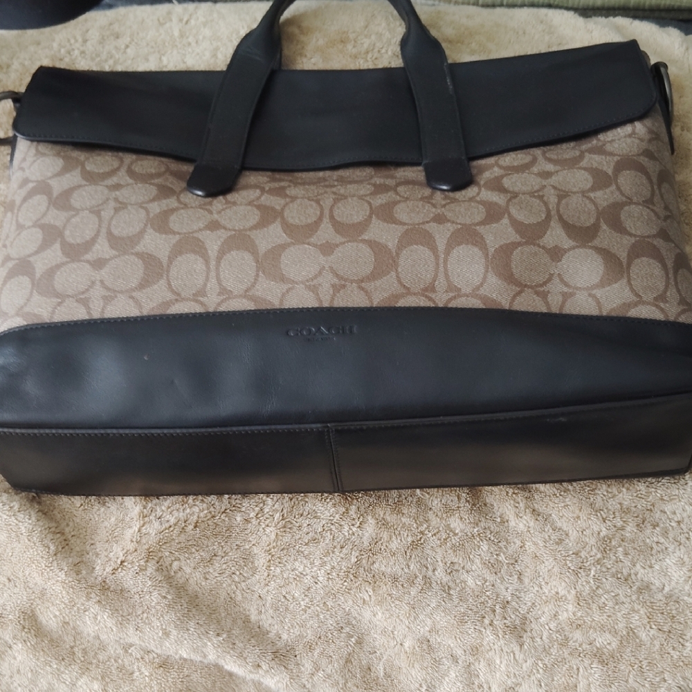 Coach Men's Tan and Black Signature Briefcase